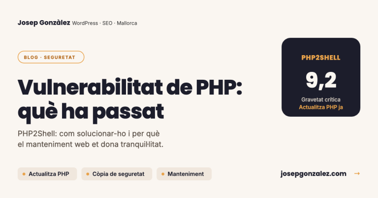 Avís de vulnerabilitat crítica de PHP (PHP2Shell) amb gravetat 9,2: actualitza PHP